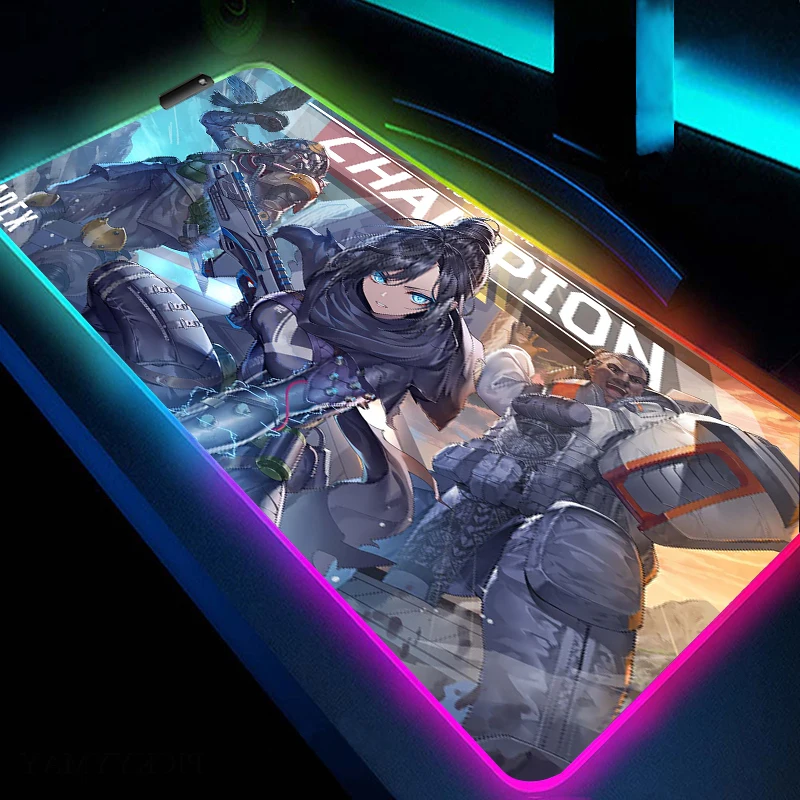 

RGB APEX LEGENDS Mouse Pad With Backlit Gaming Non-Slip Large Computer Mousepad Game LED Carpet Personalized Gamer Mouse Mat XXL