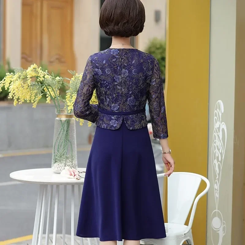 

Mother Wedding Party Dress Spring Autumn Middle-aged Female Cheongsam Dresses High End Noble Women Elegant Vestido 5XL