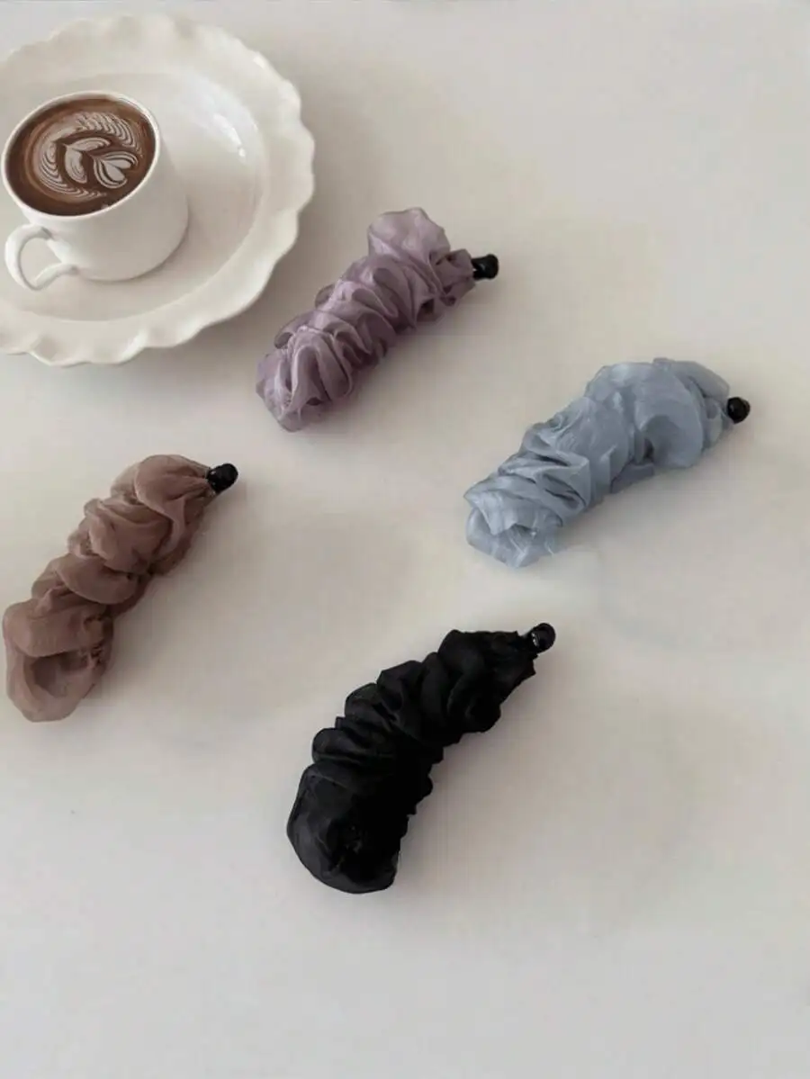 

Chiffon Ruched Non-Slip High Ponytail Claw Clip For Women, Minimalist Hair Slide, Elegant Daily & Party Accessory