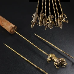 Retro Metal Cigar Needle Crocodile Lion Skull Design Smoker Carving Dredge Drilled Loose Cigarette Cigar Needle Smoke Accessory