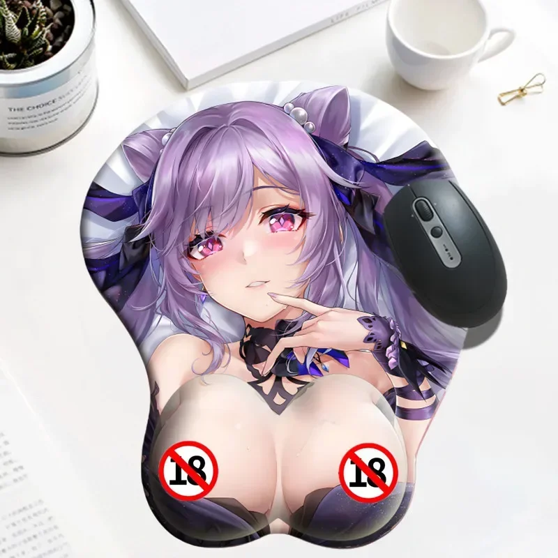 Genshin Impact Keqing (opulente Pracht) 3D erhöhte Brustwarzen Brust Sexy Mauspad Gaming Anime MousePad Oppai XXL große Schreibtischunterlage