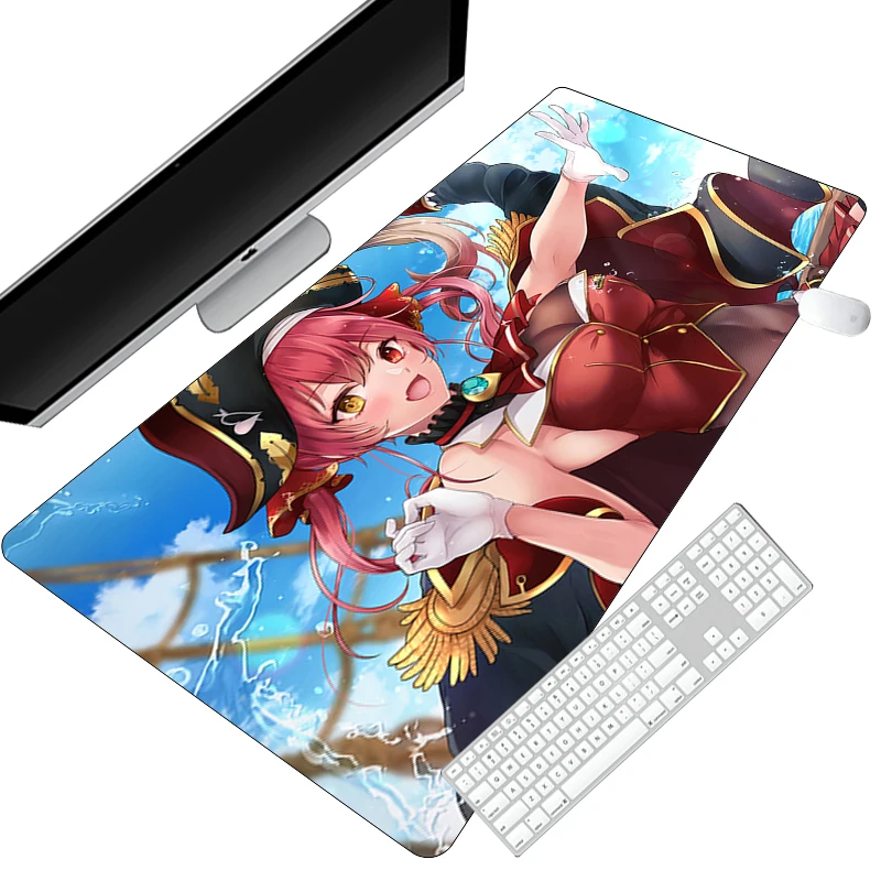 Red Rose Mouse Pad Hololive Houshou Marine Mousepad PC Anime Sexy Girl Keyboard Rug Laptop Kawaii Extended Desk Mat XXL Carpet