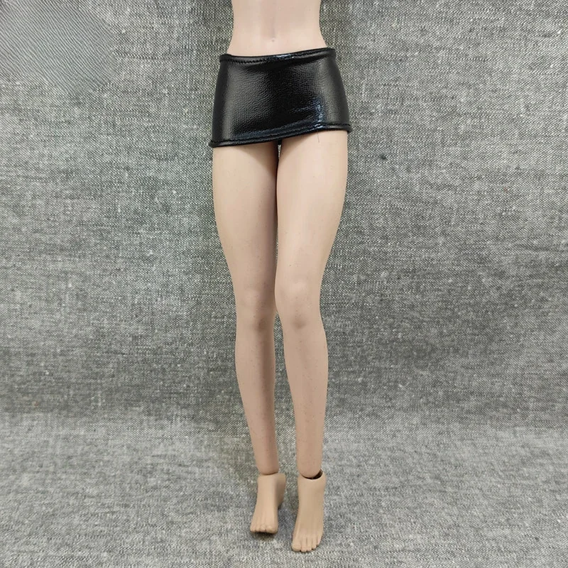 1/6 Scale Female Trendy Hip-hugging Leather Miniskirt Black Pu Skirt Clothes Model for 12'' Soldier PHICEN TBL S17B Figures Body