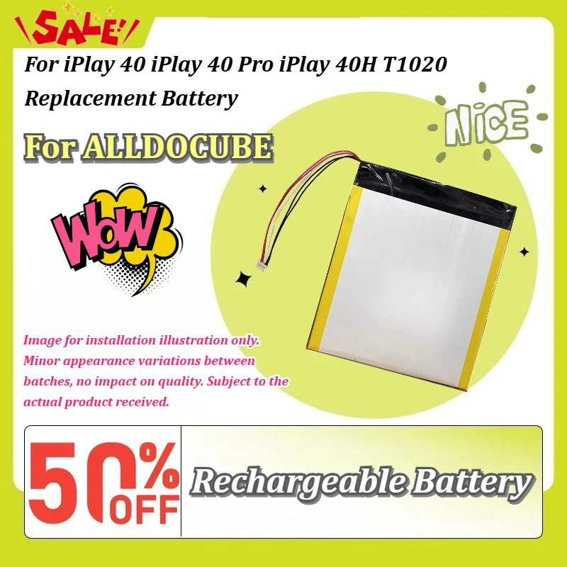 High-Capacity Li-polymer Rechargeable Battery for ALLDOCUBE iPlay40 Pro iPlay40H iPlay 40 Tablet PC Replacement