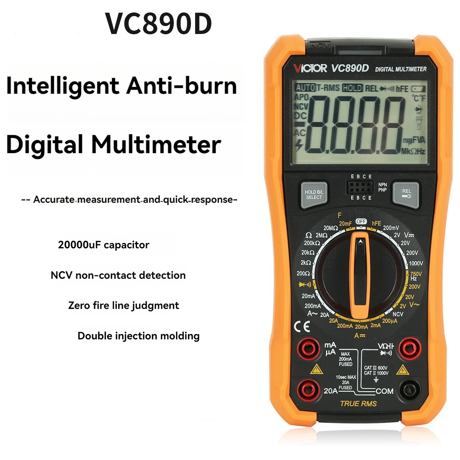 VICTOR VC890C+VC890D Digital Multimeter True RMS Capacitor 2000uF 20A AC DC Voltage Current Capacitance Tester Meter Backlight