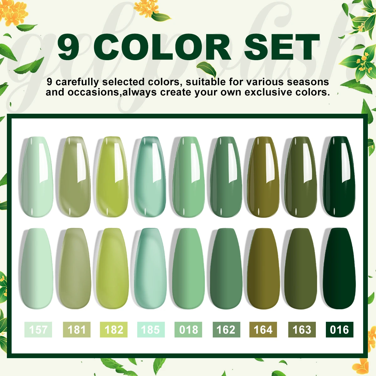 네일 젤 폴리쉬 세트 9종 8ml 글리터 아트 젤 바니쉬 쏙 오프 UV LED 젤 초보자용 매니큐어 아트 DIY 살롱 & 홈 용품 키트