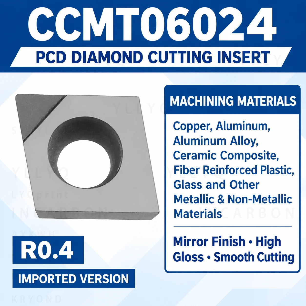 Imported PCD Diamond Inserts CCMT DCMT TCMT TPGH VCMT APKT Threading Milling Turning Insert for Aluminum CNC Lathe - view 4