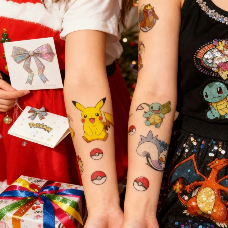 وشم مؤقت كرتوني بيكاتشو بوكيمون - ملصقات نقل المياه على شكل وحش الجيب، ملصقات ملصقات للأطفال، ملصقات بوكيمون