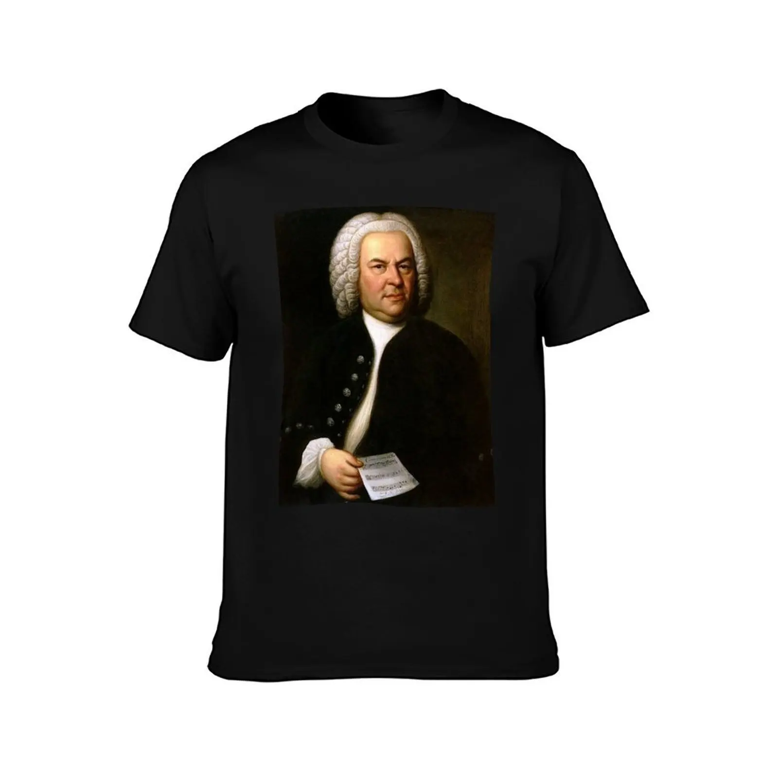 Johann Sebastian Bach Portrait T-Shirt, Summer Casual Cotton Tee, Oversized Streetwear Tops, Vintage Graphic Print, 100% Cotton
