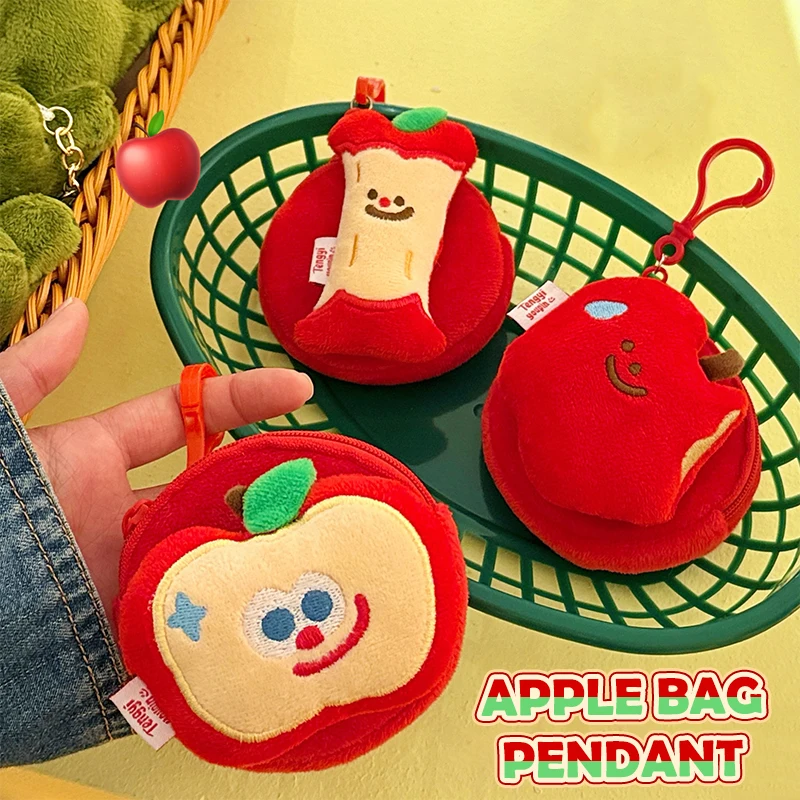 

Cute Cartoon Apple Coin Purse Plush Zipper Wallet Pendant Earphone Bag Lipstick Bag Portable Key Case