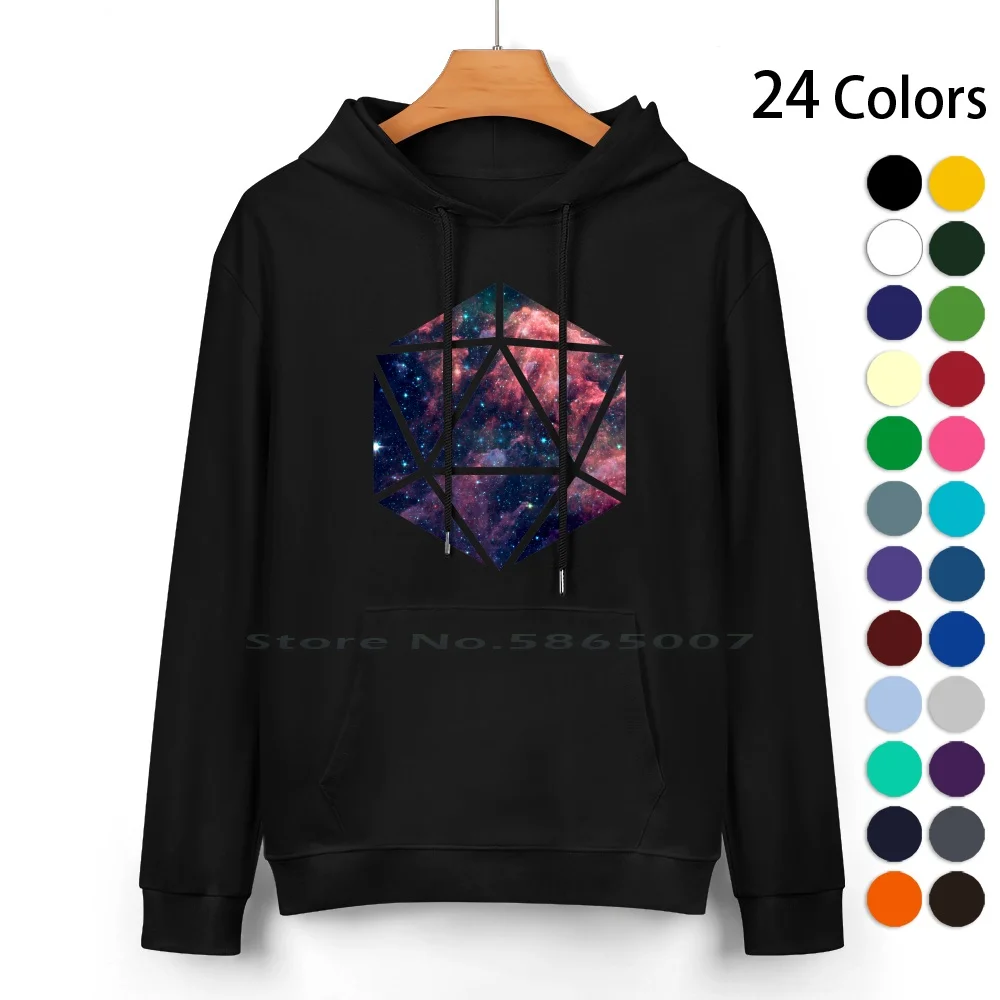 D20 Fairy Dust Pure Cotton Hoodie Sweater 24 Colors Dnd And Tabletop Games Dice 100% Cotton Hooded Sweatshirt For Women Men