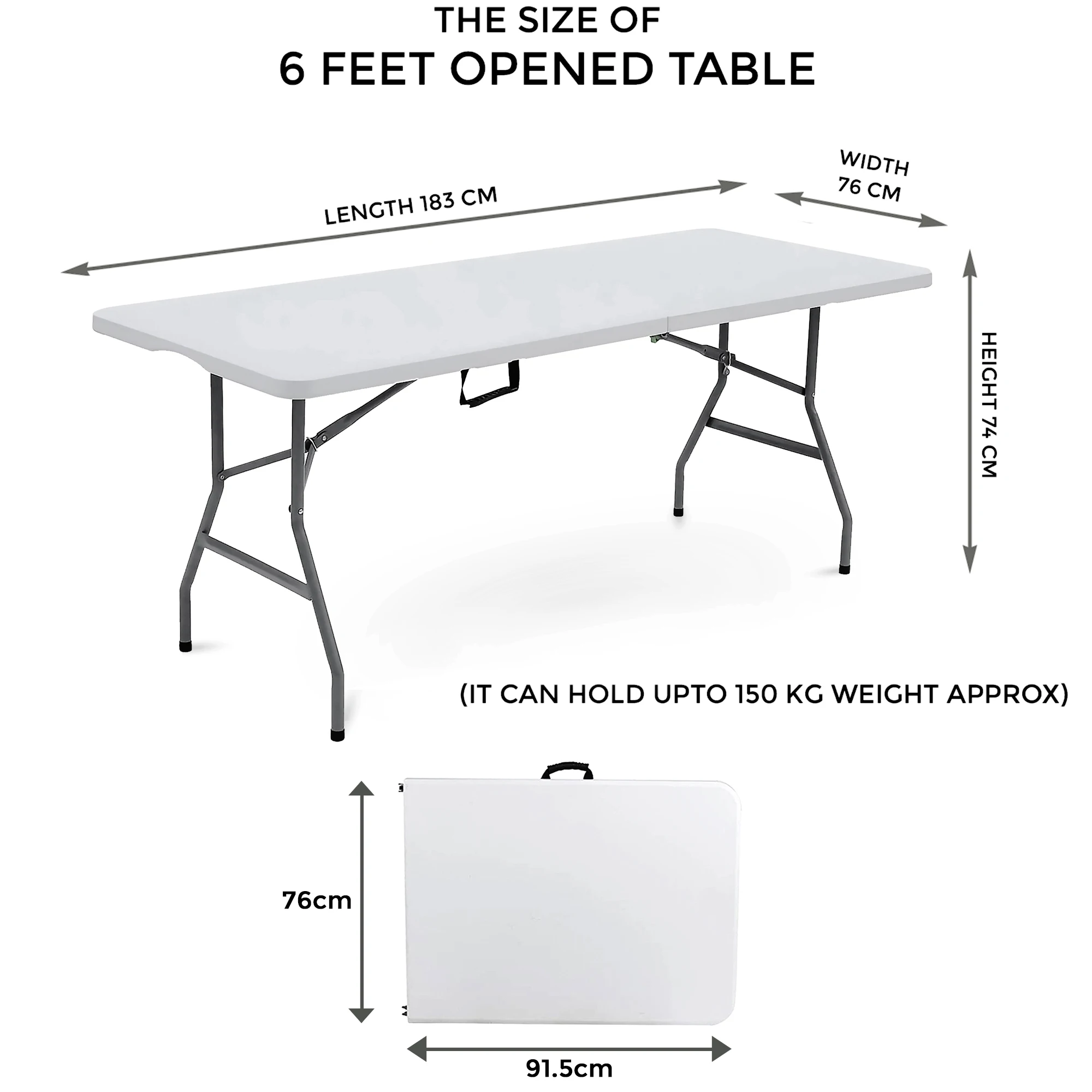 Portable Foldable 4/6-Foot Garden Dining Table, Heavy-Duty Folding Table for Dining, Indoor and Outdoor Multifunctional Picnic