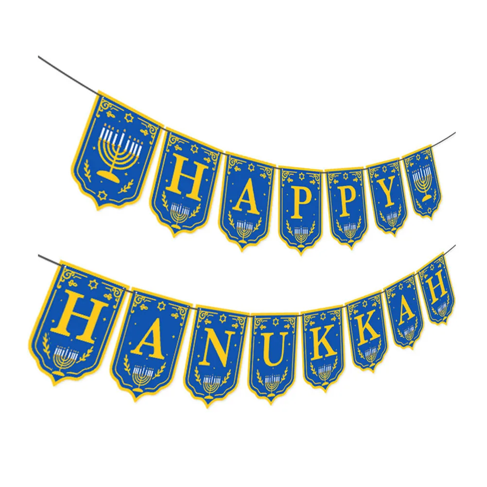 

Hanukkah Pulling Flags Party Banner Decorative String Flag Hanging Festival Background Decoration Scene Layout Banner