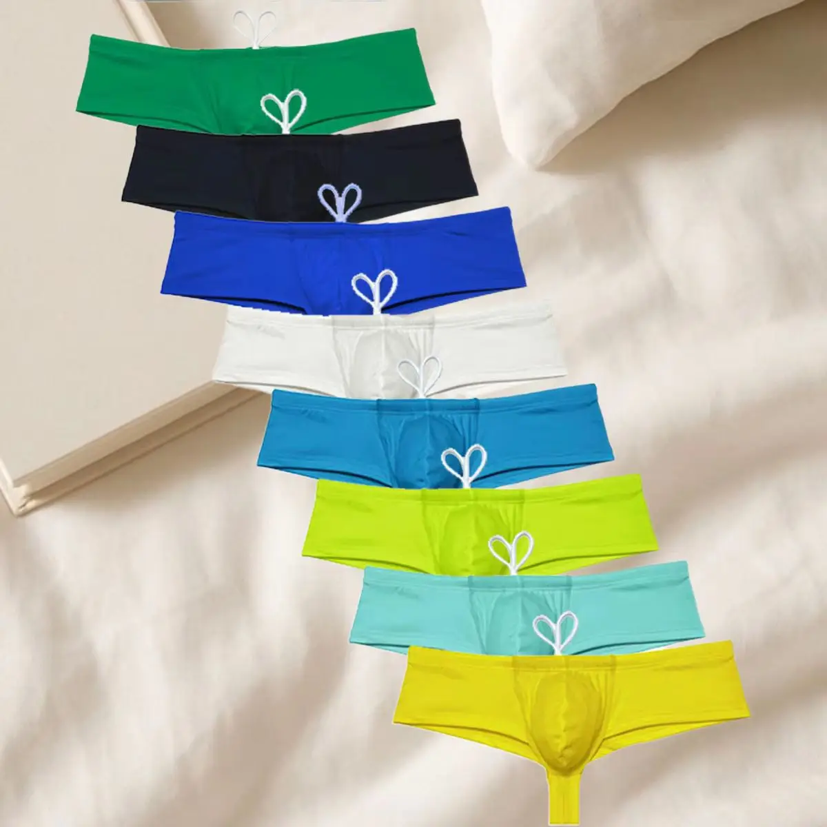 

JAXFSTK Swim Briefs Men's Swimwear Thong Underwear Enhancing Pouch Drawstring Lined Cheeky Trunks Low Rise High Leg Beach Bikini