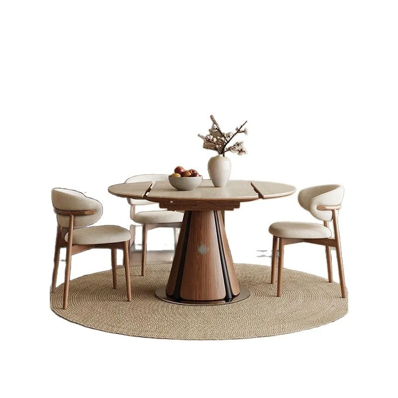 

style square and round dual-purpose variable round table folding large and small apartment dining table