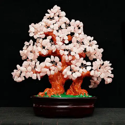 28 cm natürlicher rosa Kristallbaum des Lebens Chakra-Kristallbaum – Bonsai Feng Shui Geldbaum zur Heilung und Glück – 27,9 cm
