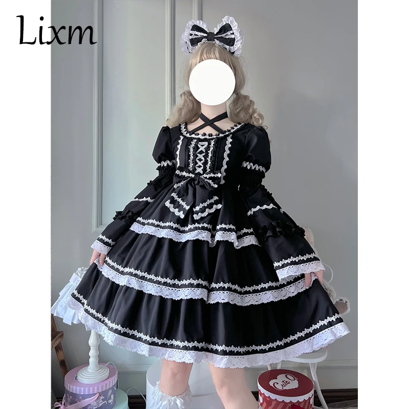 Robe Lolita japonaise d'été pour filles et femmes, robe à bretelles Sweet Lolita, poignées à manches courtes, robe Op amovible, robe Kawaii