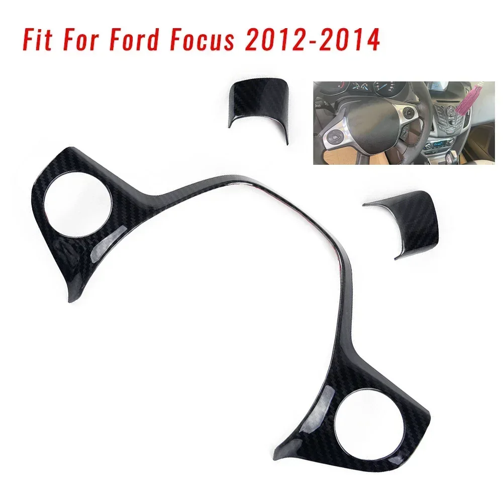 

3Pcs/set Steering Wheel Cover Trim Car Styling Carbon Fiber Color For Ford Focus 2012-2014 Car Accessories