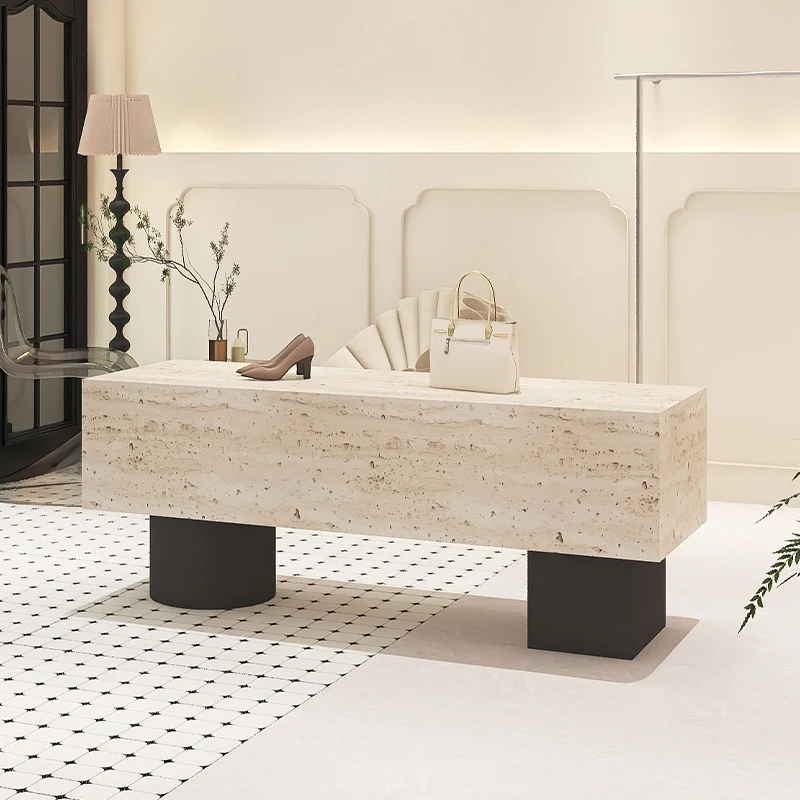 متجر لبيع الملابس طاولة ناكاجيما طاولة عرض الحجر الجيري، إكسسوارات الأحذية والحقائب لمتجر الملابس النسائية #5