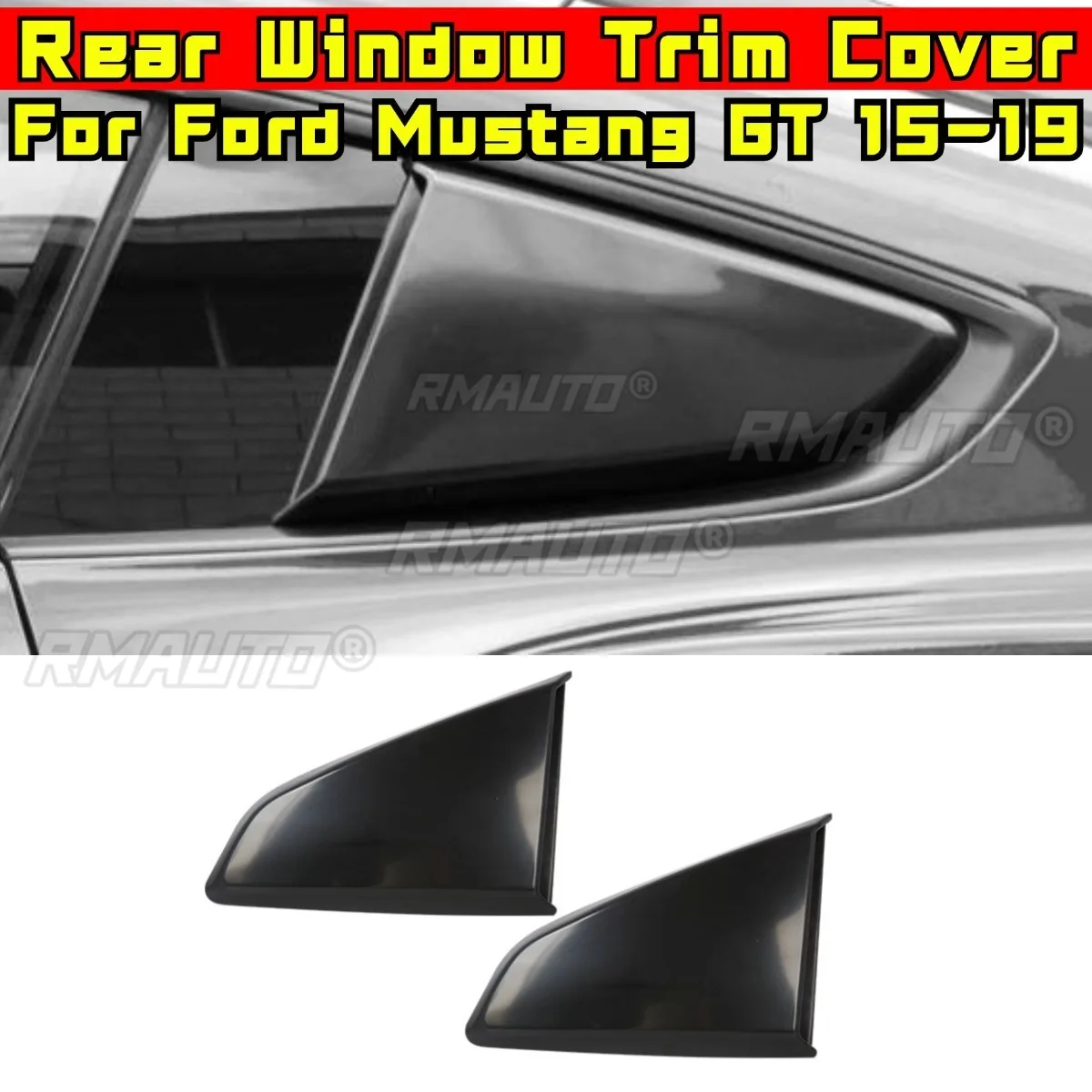

Car Rear Triangle Window Shark Cheek Trim For Ford Mustang GT 2015-2019 Rear Side Vent Window Trim Cover Car Accessories