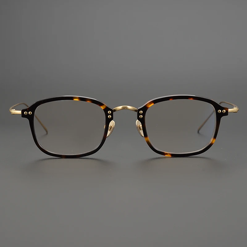

2025 new Japanese pure titanium ultra-light plate handmade myopia glasses frame, male small square black trendy big face