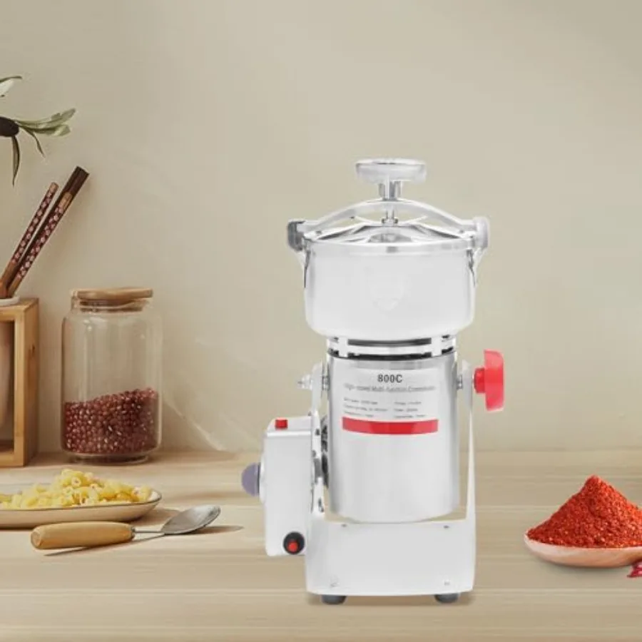 Grain Mill Grinder High Speed Food Grain Mill 304 Stainless Steel Seeds Flour Nut Pill Wheat Corn Herbs Spices and Seasonings D