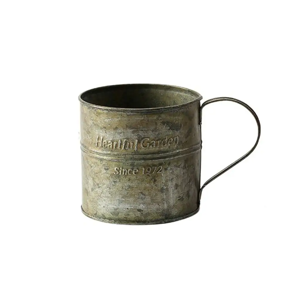 Printing Home Decoration Display Rural Photography Literary Style Desktop Ornaments Vase Cup Iron Flower Bucket Drinkware