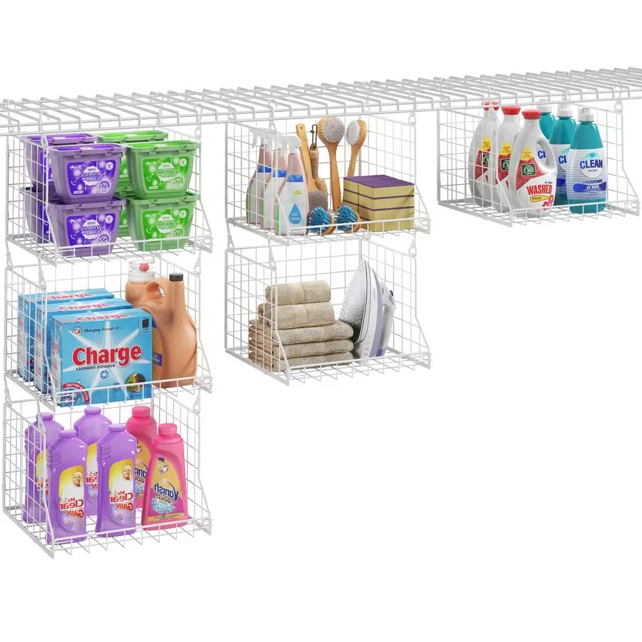 

Foldable Laundry Basket Organizer with Rotating Hooks SpaceSaving Over Washer and Dryer Shelf for Laundry Room Organization and