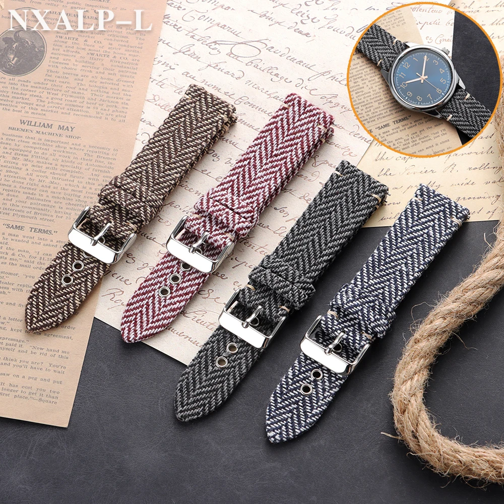 18mm 20mm 22mm Rindsleder Armband Nylon Uhr Band Vintage Leinwand Weben Armband Männer Frauen Quick Release Handgelenk band Uhr Zubehör