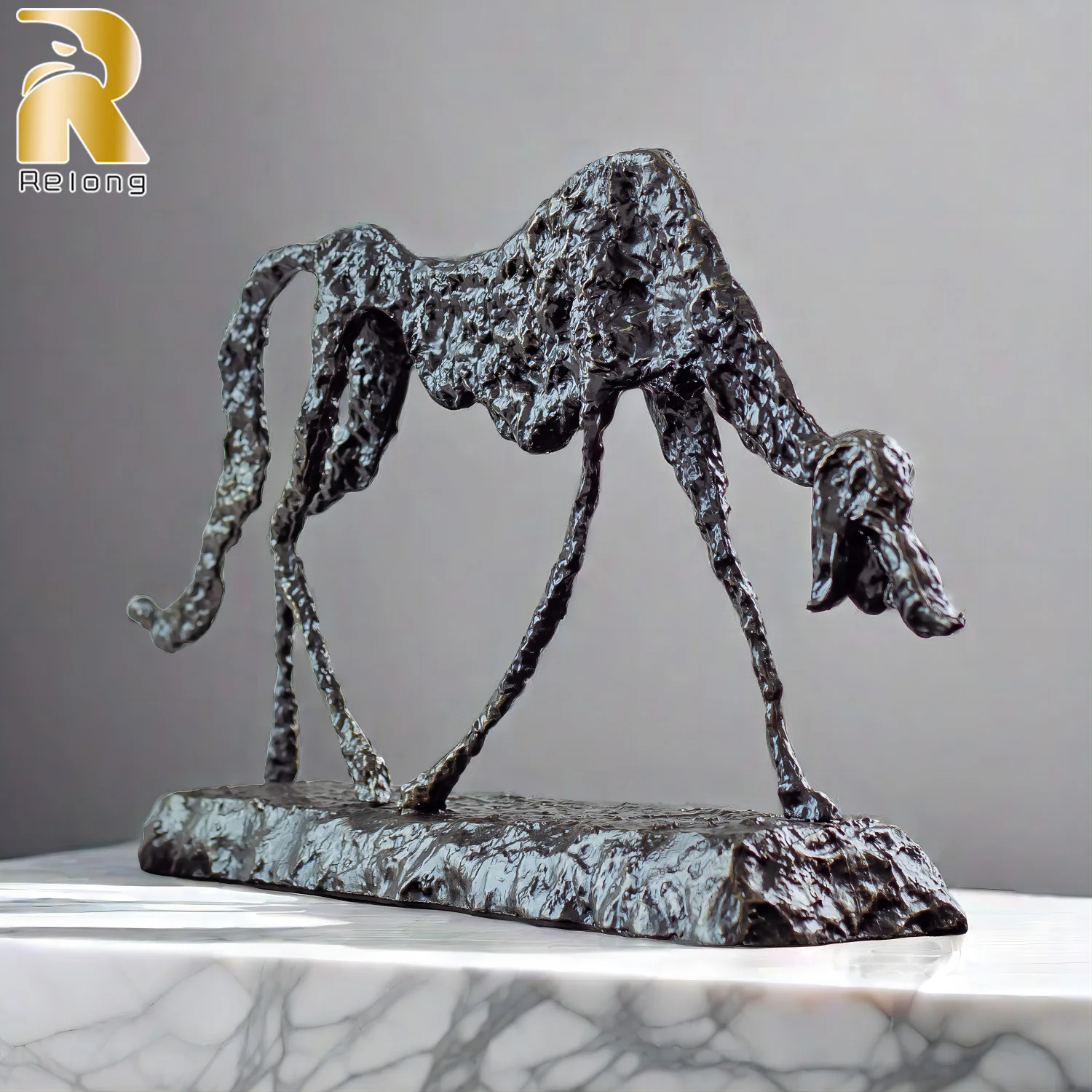 Giacometti Bronze Dog Statue Abstract Dog Sculpture Famous Replica Statuette Antique Art Crafts For Home Indoor Decor Collection