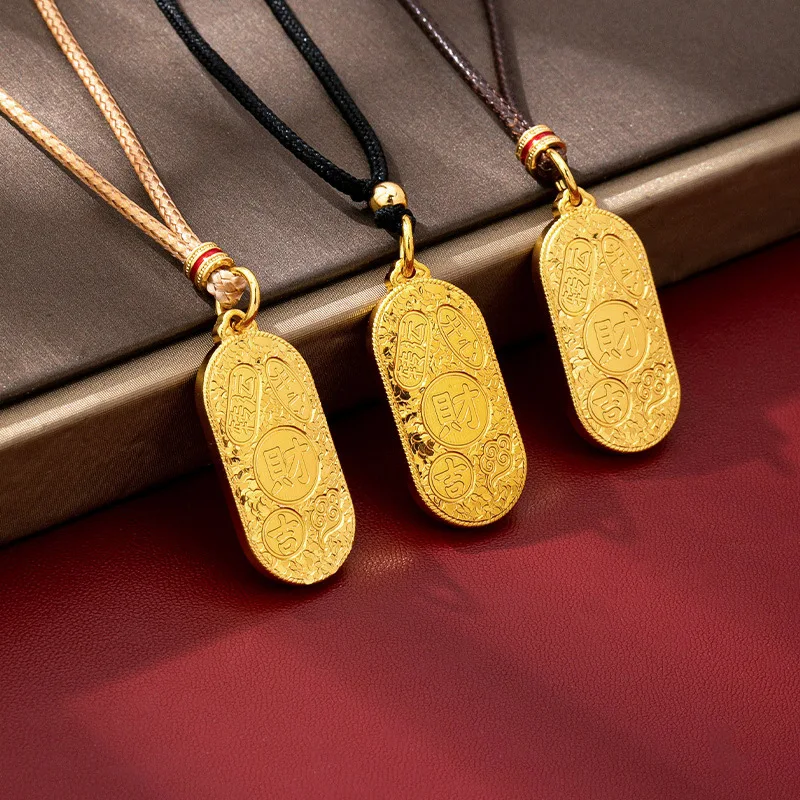 

Necklace New Chinese Style Crack Lucky Fortune Character Pendant Stylish Design Non-Fading Women's Fashion Jewelry Accessories
