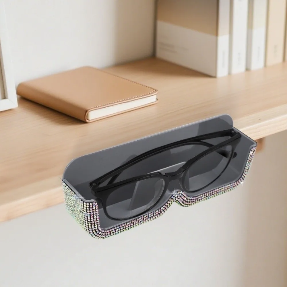 New Bling Rhinestone Eyewear Storage Rack Punch-Free Wall Mounted Eyeglass Case Adhesive Space Saving Storage Box Bedside
