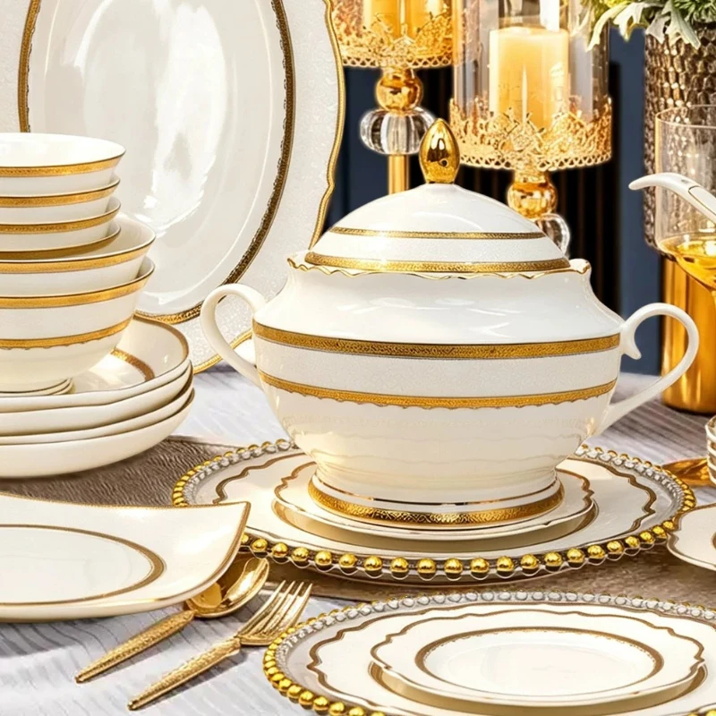 Nordic Unique Dinnerware Sets Full Set Aesthetic Italian Luxury Dinner Sets Ceramic Designer Elegant Vajilla Ceramica Dinnerware
