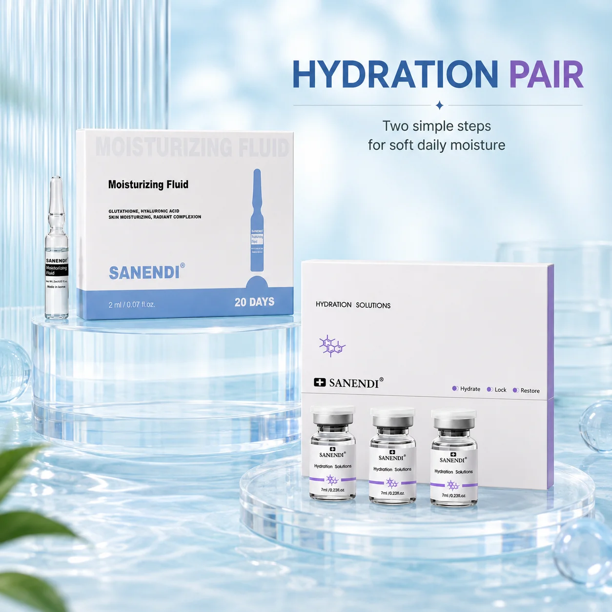 Sanendi Deep Hyadration Fluid Solution Glutathione Hyaluonic Acid Serum GSH Daily Face Care Miosturizing Korean Skin Care