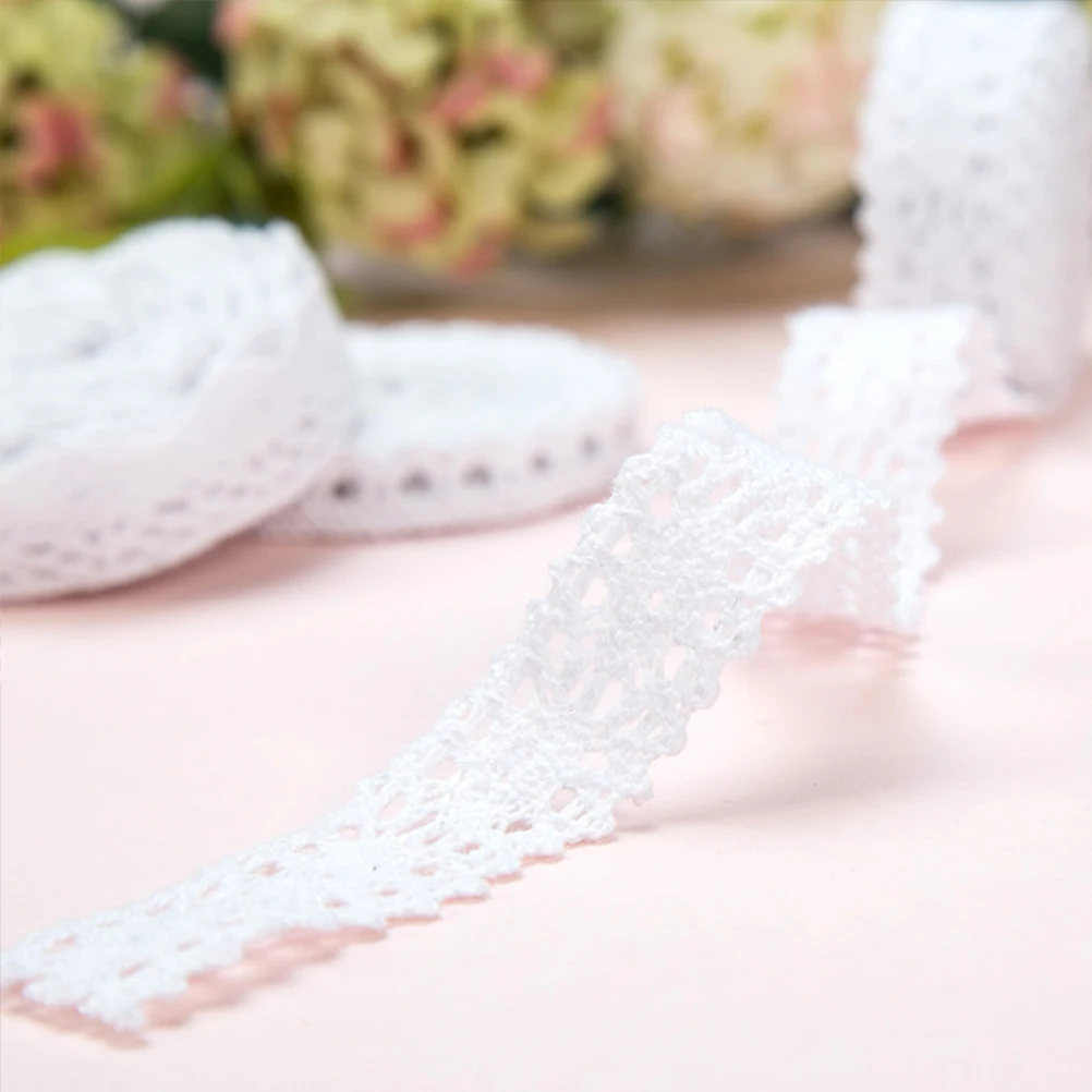

5pcs 5 Rolls Lace Trimming Gift Packing Ribbon Diy Manual Ribbon For Gift Packing Handmade Ornaments Craft Decoration White