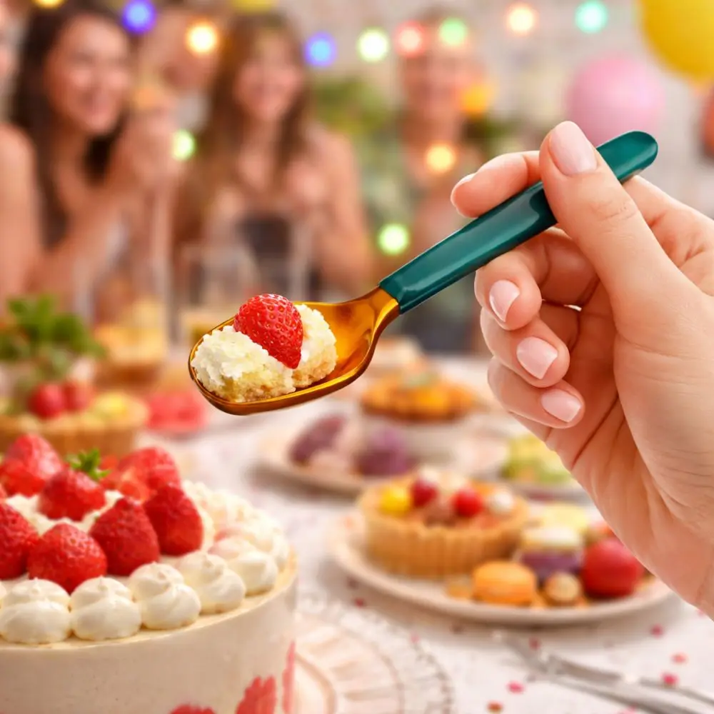 Cute Style Colorful Glass Dessert Spoon Heat Cold Resistance INS Style Ice Cream Spoon Long Handle Coffee Spoon Ice Cream