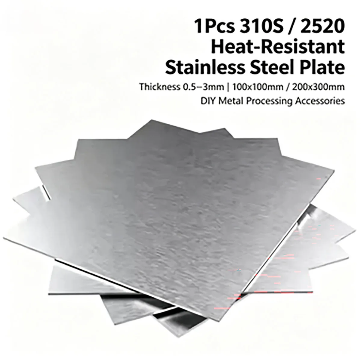 1Pcs 310S / 2520 Heat‑Resistant Stainless Steel Plate Thickness 0.5‑3mm 100x100mm 200x300mm DIY Metal Processing Accessories