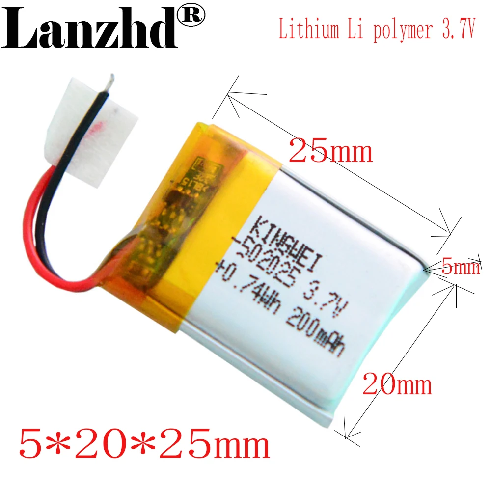 1-12pcs Li-polymer 3.7v 200mah 502025 li ion Battery For PSP Smart Watch LED Lamps Bluetooth Speakers Mini Cameras  DVR advocam