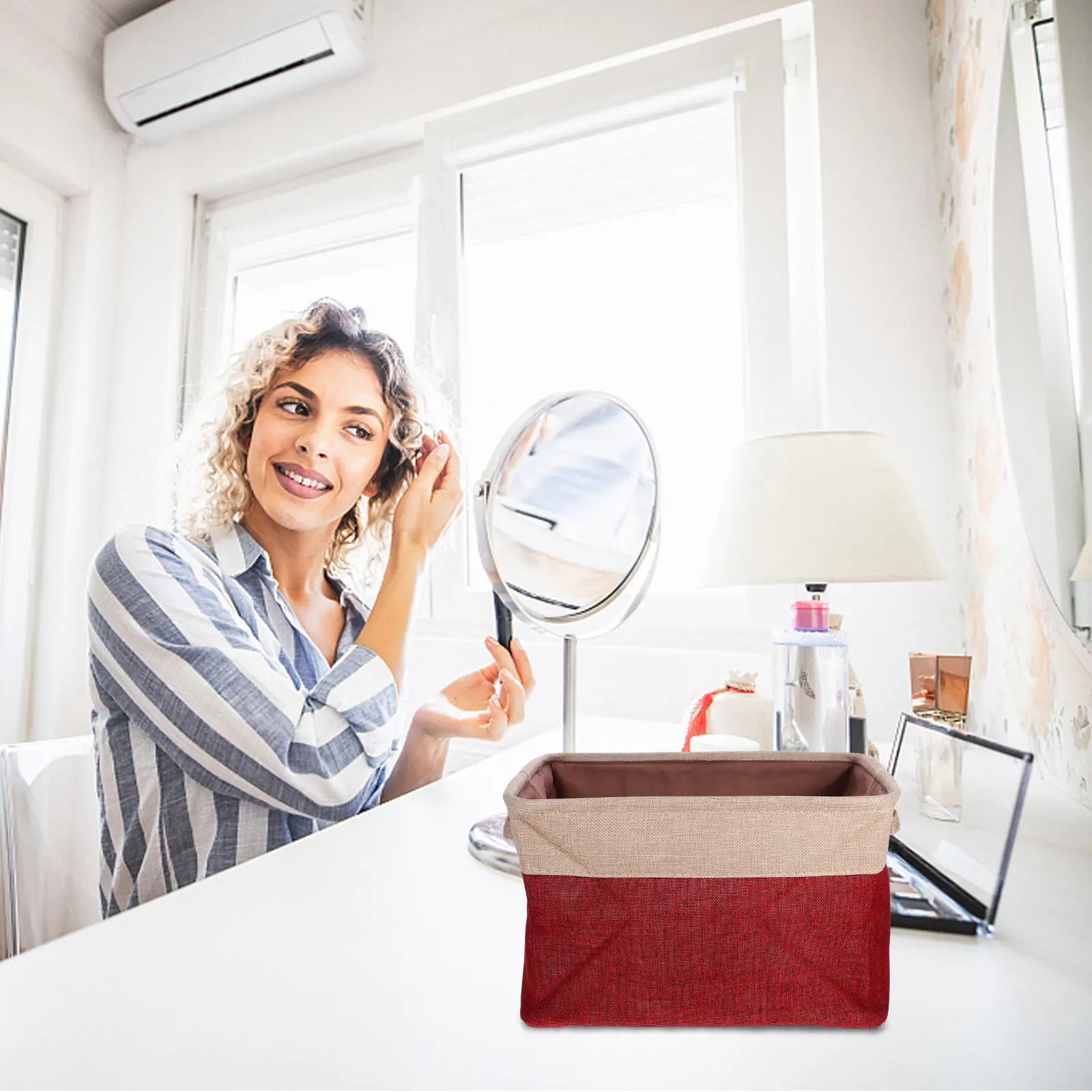 

Collapsible Fabric Storage Bin Clothes Organizer Basket Cube Box with Handle Multipurpose Storage Container for Home Closet