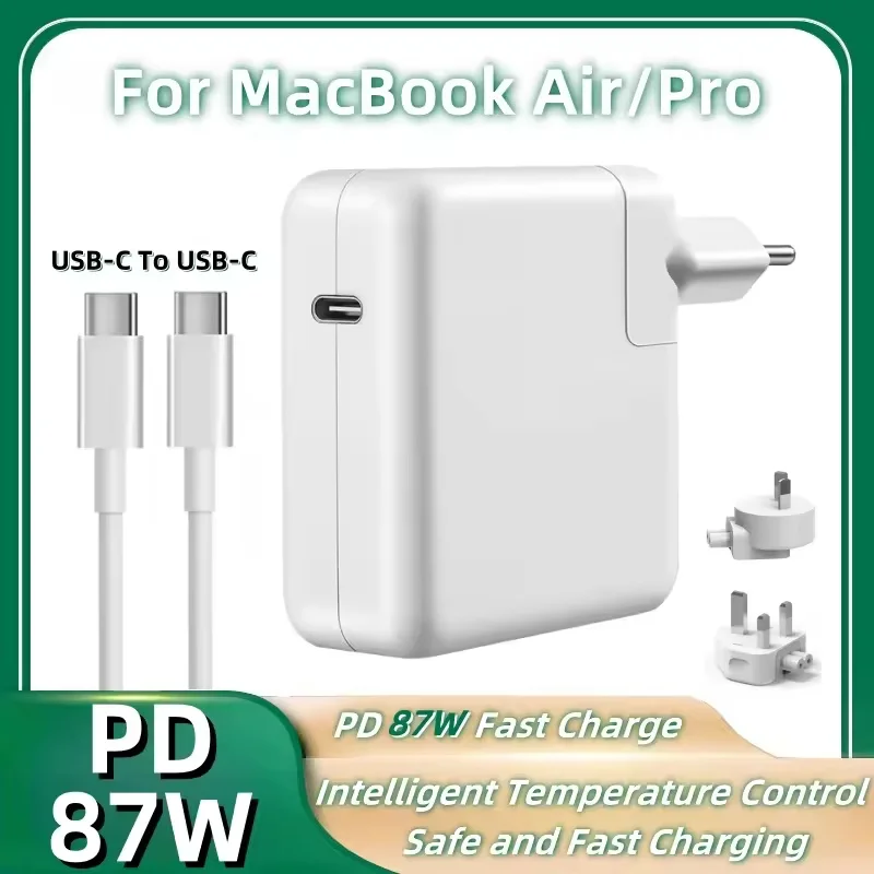 PD 87W USB-C Fast Charger for MacBook Air/Pro Series, Safe and Convenient PD Fast Charging Power Adapter