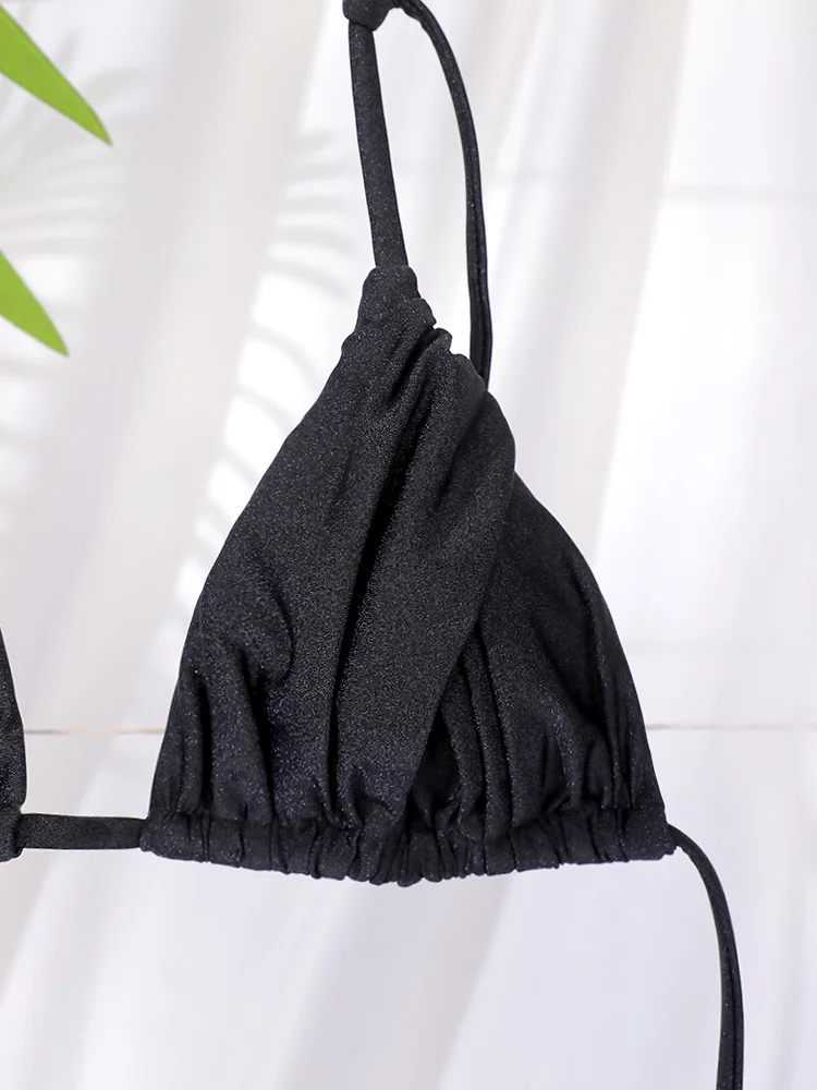 Dreieck-Bikinis, sexy Badeanzug, Damen-Verband-Bademode, 2025, Bikini-Set, einfarbig, Strandmode, zweiteiliger Anzug, weibliche Badeanzüge – Detail 6