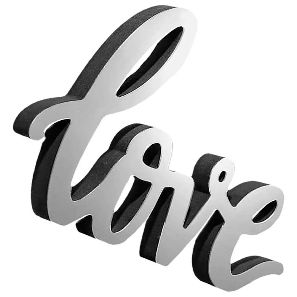 Love Letter Desk Sign Acrylic Mirror Finish Plaque Elegant Simple Design Desktop Ornament for Workspace Dorm Room Decor Gift