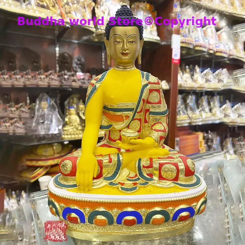 2025  grade colored draw Good Buddha statue bless family Safety Healthy luck Painted Sakyamuni Buddha God statue