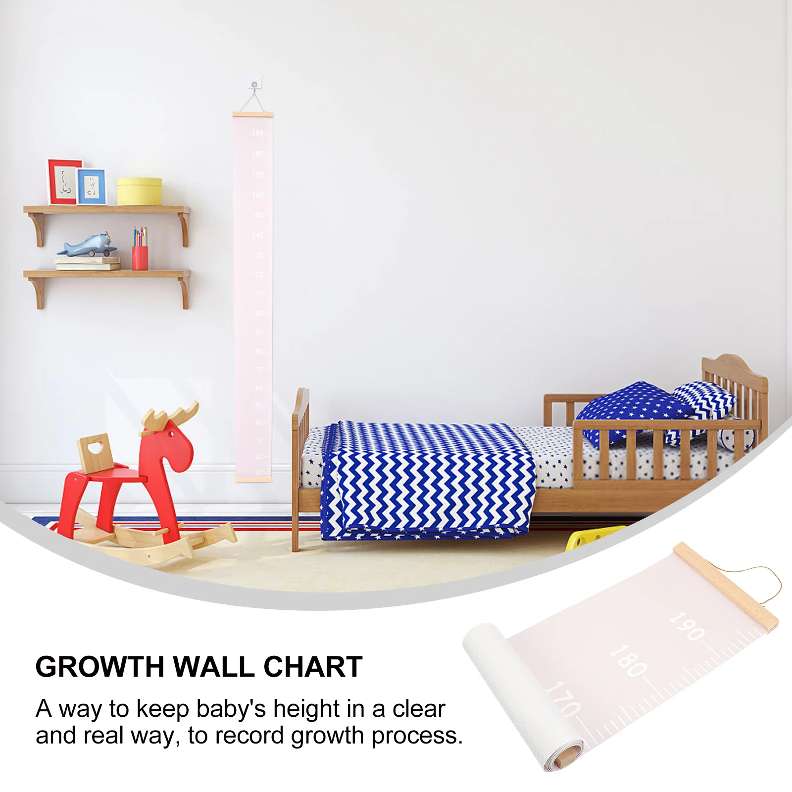 Toddler Children\'s Room Hanging Ruler Growth Chart Nursery Wall Height Pink Rulers Baby