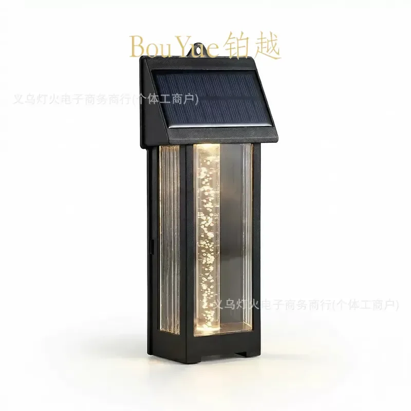 Solar Outdoor Wall Lamp Roman Column Style Garden Villa Courtyard Night Light Ambient Color Changing Decorative Lighting