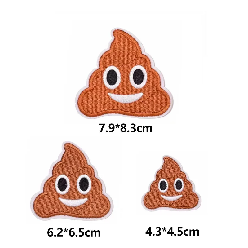 Poop Smile Face Badges Patch Thermocollant Stoffapplikation Stickerei zum Aufbügeln oder Aufnähen für Kleidung T-Shirt