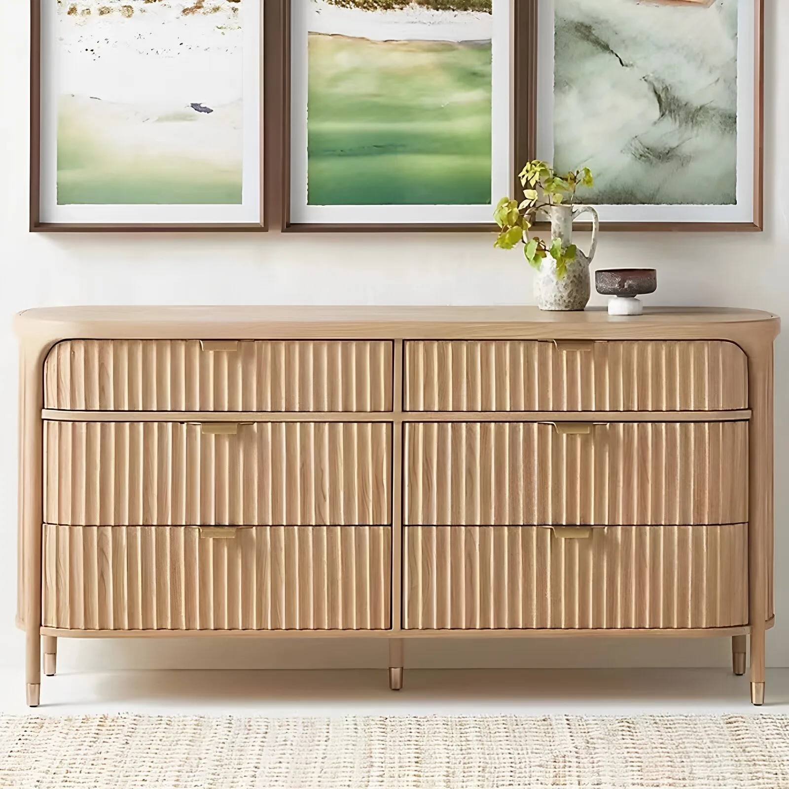 Country solid wood six-chest cabinet living room storage cabinet bedroom retro texture design storage cabinet