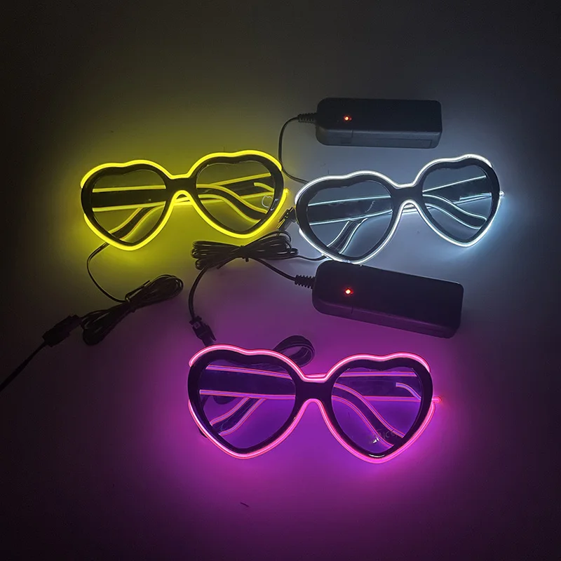 Colorful LED Glasses for Party, Heart Shaped Glasses, Light Up Luminous Glasses, Bar Glasses, Easter Carnival