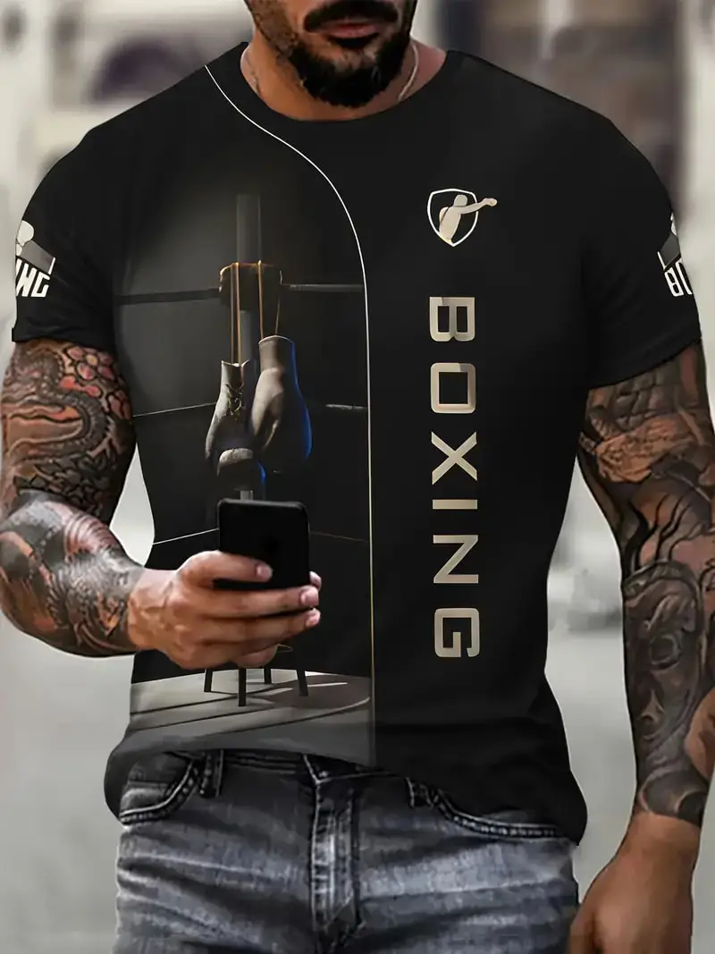 Summer Short sleeved Men\'s Sports T shirts 3D Print Boxing Fight Training Clothing Oversized Short sleeve T-shirt Top O-Neck Tee