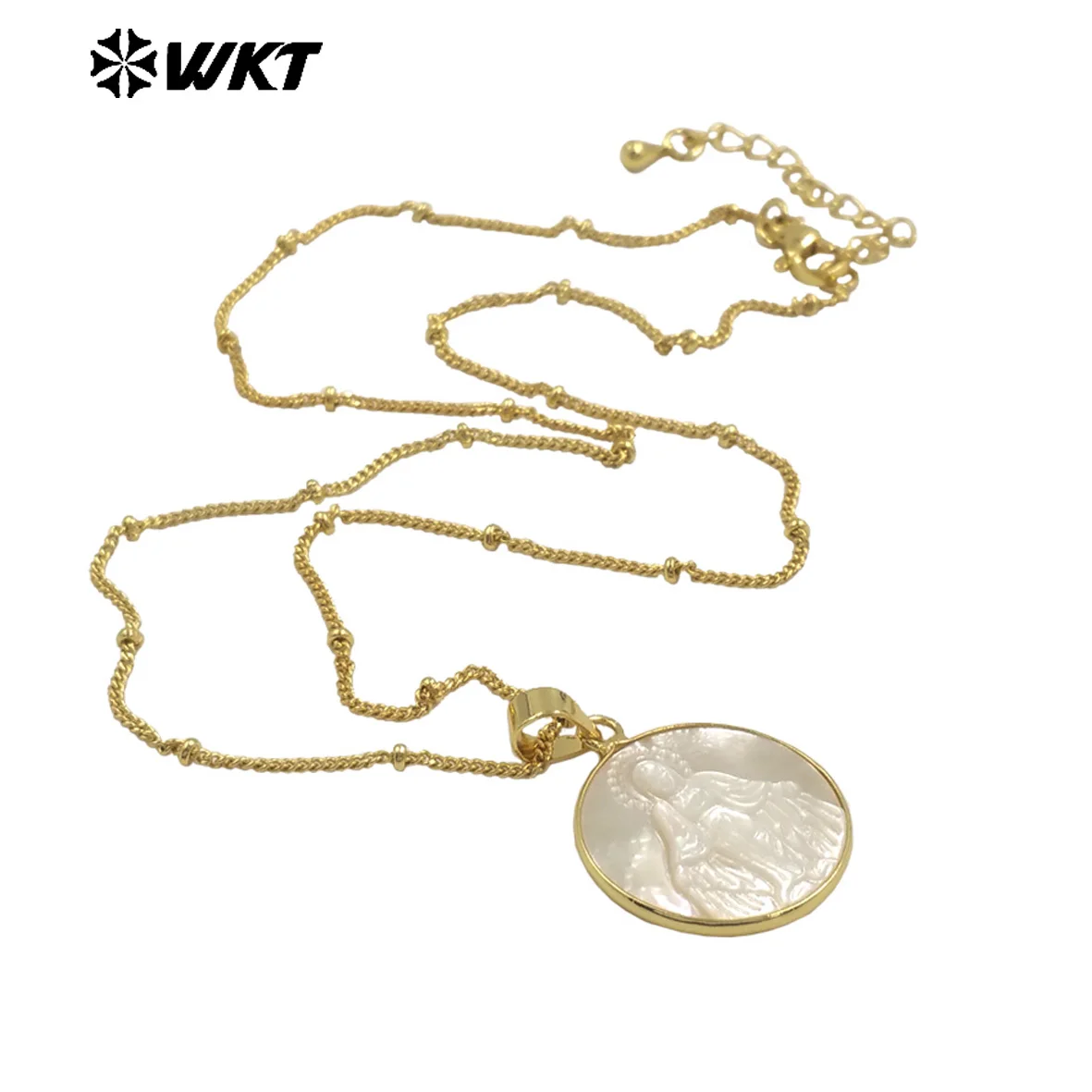 WT-JN032 Religious Charms Blessed Virgin And Godess Pattern 18k Gold Dipped Pendant 18 Inch Daily Commuter Accessory